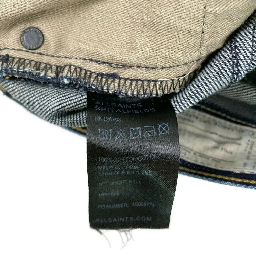 All Saints Men’s Short Kick Denim Jeans Blue 28 - Picture 7 of 8